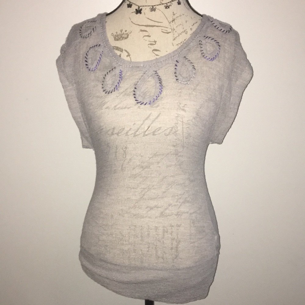 NWOT Free People grey sheer sleeveless blouse XS